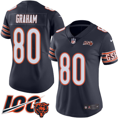 Nike Bears #80 Jimmy Graham Navy Blue Team Color Women's Stitched NFL 100th Season Vapor Untouchable Limited Jersey