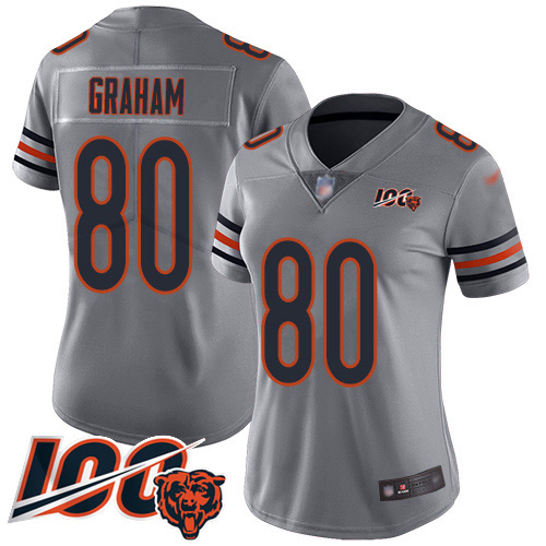Nike Bears #80 Jimmy Graham Silver Women's Stitched NFL Limited Inverted Legend 100th Season Jersey