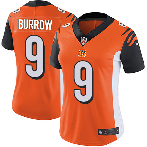 Nike Bengals #9 Joe Burrow Orange Alternate Women's Stitched NFL Vapor Untouchable Limited Jersey