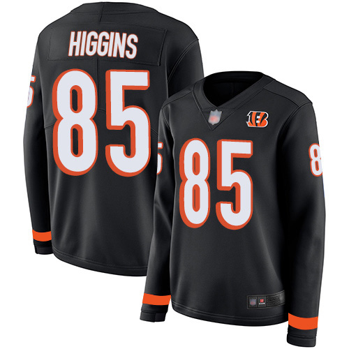 Nike Bengals #85 Tee Higgins Black Team Color Women's Stitched NFL Limited Therma Long Sleeve Jersey