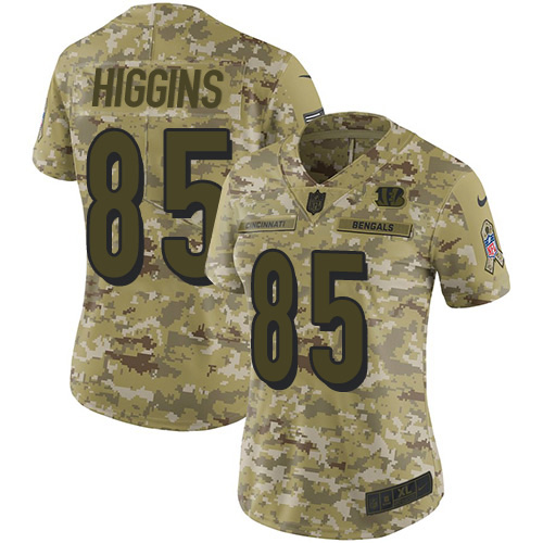 Nike Bengals #85 Tee Higgins Camo Women's Stitched NFL Limited 2018 Salute To Service Jersey