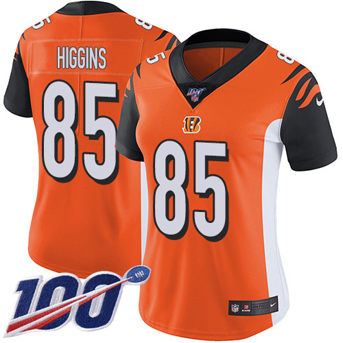 Nike Bengals #85 Tee Higgins Orange Alternate Women's Stitched NFL 100th Season Vapor Untouchable Limited Jersey