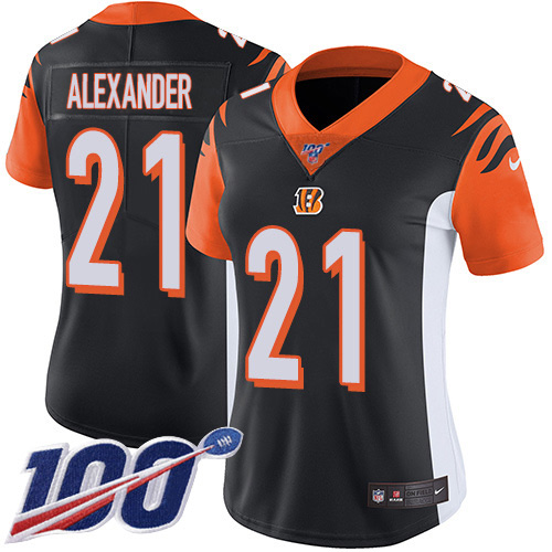 Nike Bengals #21 Mackensie Alexander Black Team Color Women's Stitched NFL 100th Season Vapor Untouchable Limited Jersey Nike Bengals #21 Mackensie Alexander Black Team Color Women's Stitched NFL 100th Season Vapor Untouchable Limited Jersey