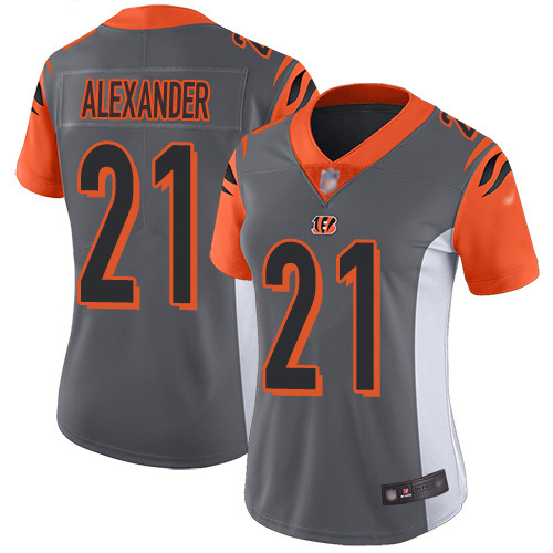 Nike Bengals #21 Mackensie Alexander Silver Women's Stitched NFL Limited Inverted Legend Jersey Nike Bengals #21 Mackensie Alexander Silver Women's Stitched NFL Limited Inverted Legend Jersey