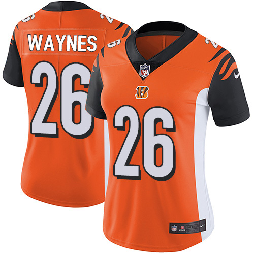 Nike Bengals #26 Trae Waynes Orange Alternate Women's Stitched NFL Vapor Untouchable Limited Jersey