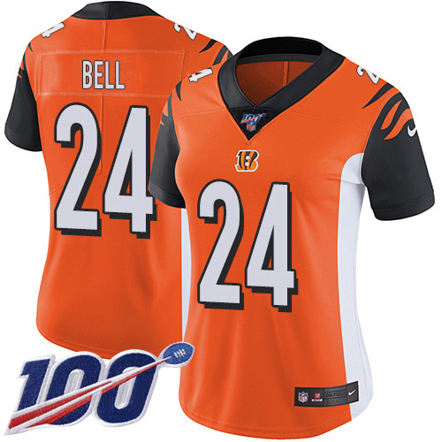 Nike Bengals #24 Vonn Bell Orange Alternate Women's Stitched NFL 100th Season Vapor Untouchable Limited Jersey