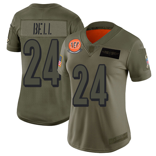 Nike Bengals #24 Vonn Bell Camo Women's Stitched NFL Limited 2019 Salute To Service Jersey