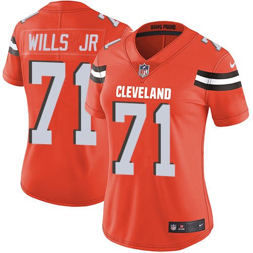 Nike Browns #71 Jedrick Wills JR Orange Alternate Women's Stitched NFL Vapor Untouchable Limited Jersey