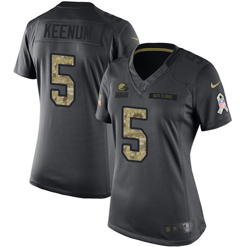 Nike Browns #5 Case Keenum Black Women's Stitched NFL Limited 2016 Salute to Service Jersey