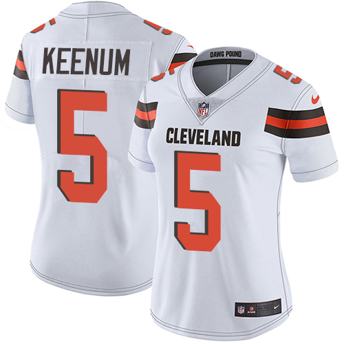 Nike Browns #5 Case Keenum White Women's Stitched NFL Vapor Untouchable Limited Jersey