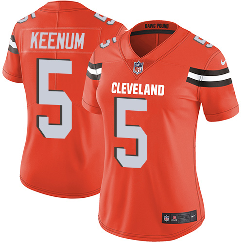Nike Browns #5 Case Keenum Orange Alternate Women's Stitched NFL Vapor Untouchable Limited Jersey Nike Browns #5 Case Keenum Orange Alternate Women's Stitched NFL Vapor Untouchable Limited Jersey