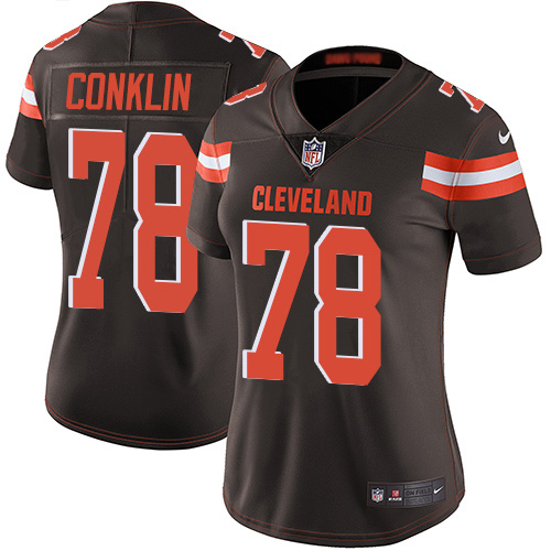 Nike Browns #78 Jack Conklin Brown Team Color Women's Stitched NFL Vapor Untouchable Limited Jersey
