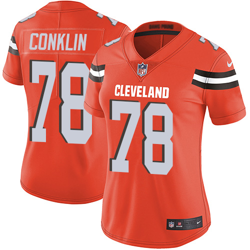 Nike Browns #78 Jack Conklin Orange Alternate Women's Stitched NFL Vapor Untouchable Limited Jersey