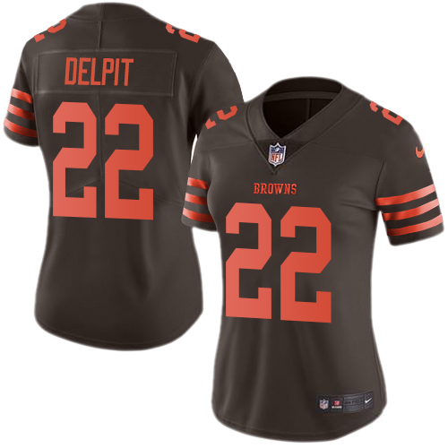Nike Browns #22 Grant Delpit Brown Women's Stitched NFL Limited Rush Jersey
