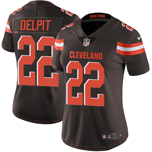 Nike Browns #22 Grant Delpit Brown Team Color Women's Stitched NFL Vapor Untouchable Limited Jersey
