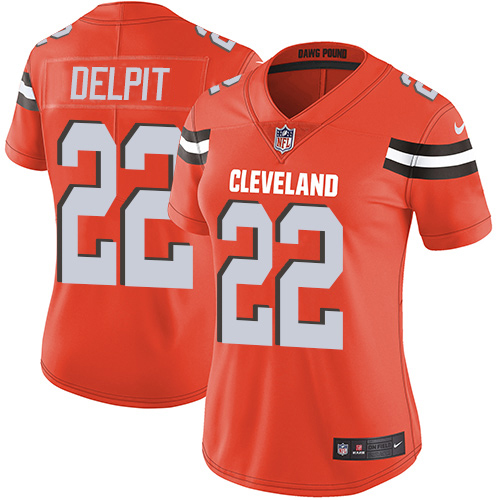 Nike Browns #22 Grant Delpit Orange Alternate Women's Stitched NFL Vapor Untouchable Limited Jersey