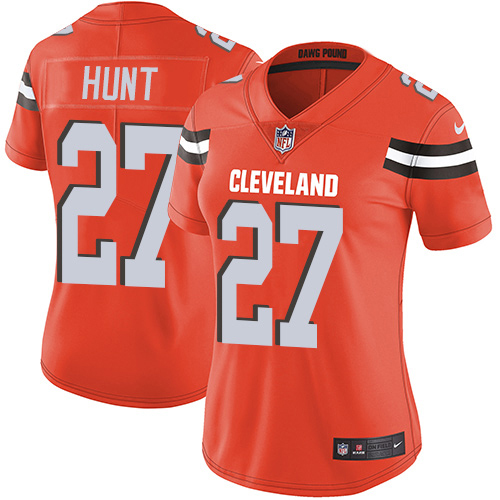 Nike Browns #27 Kareem Hunt Orange Alternate Women's Stitched NFL Vapor Untouchable Limited Jersey