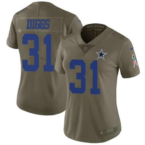 Nike Cowboys #31 Trevon Diggs Olive Women's Stitched NFL Limited 2017 Salute To Service Jersey