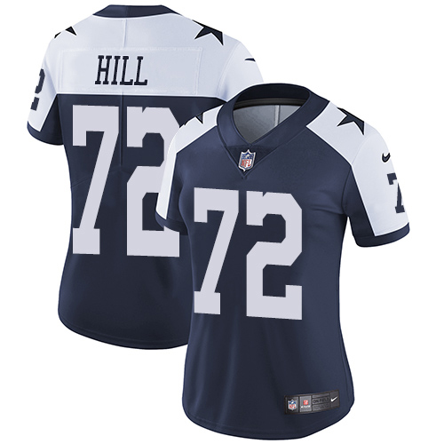 Nike Cowboys #72 Trysten Hill Navy Blue Thanksgiving Women's Stitched NFL Vapor Throwback Limited Jersey