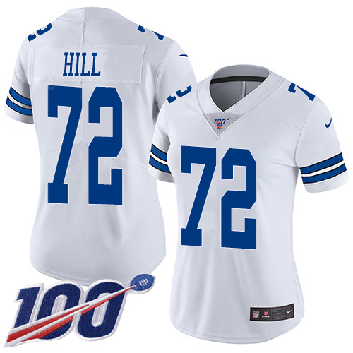 Nike Cowboys #72 Trysten Hill White Women's Stitched NFL 100th Season Vapor Untouchable Limited Jersey
