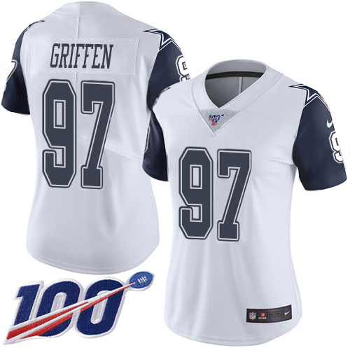 Nike Cowboys #97 Everson Griffen White Women's Stitched NFL Limited Rush 100th Season Jersey