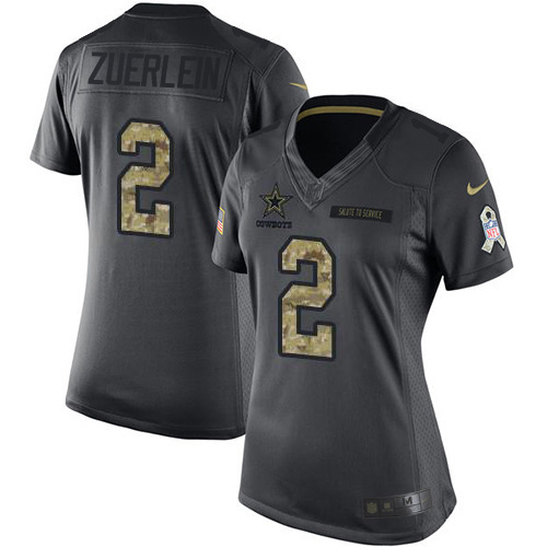 Nike Cowboys #2 Greg Zuerlein Black Women's Stitched NFL Limited 2016 Salute to Service Jersey