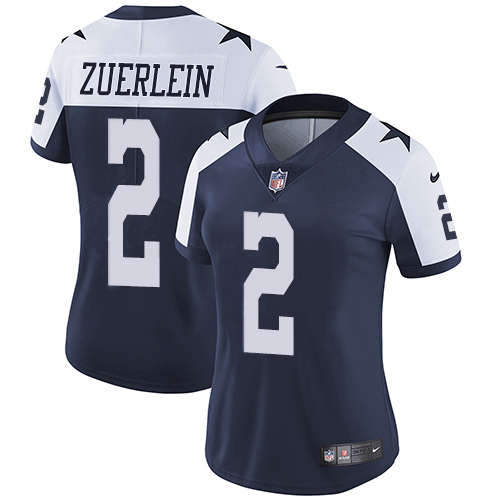 Nike Cowboys #2 Greg Zuerlein Navy Blue Thanksgiving Women's Stitched NFL Vapor Throwback Limited Jersey