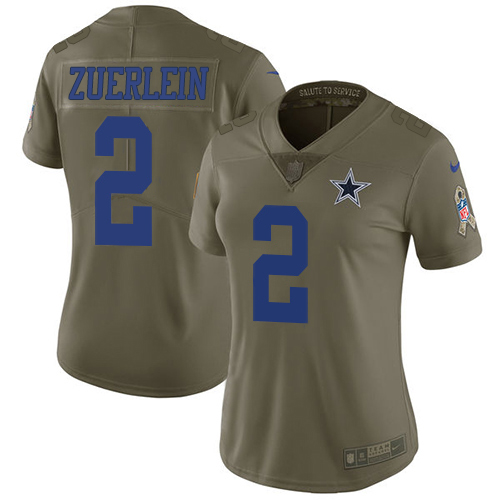Nike Cowboys #2 Greg Zuerlein Olive Women's Stitched NFL Limited 2017 Salute To Service Jersey