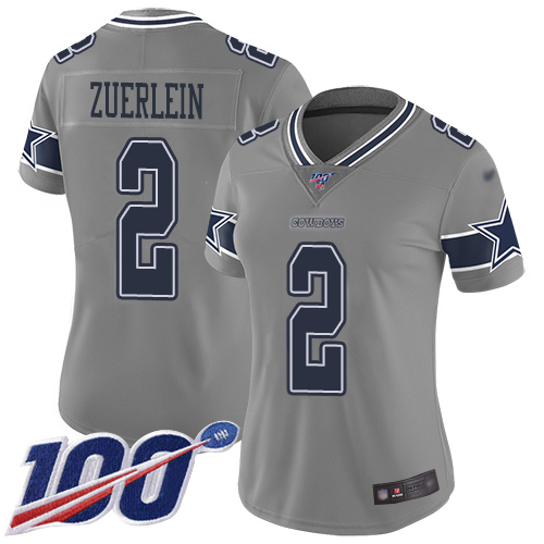Nike Cowboys #2 Greg Zuerlein Gray Women's Stitched NFL Limited Inverted Legend 100th Season Jersey