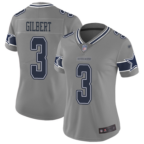 Nike Cowboys #3 Garrett Gilbert Gray Women's Stitched NFL Limited Inverted Legend Jersey