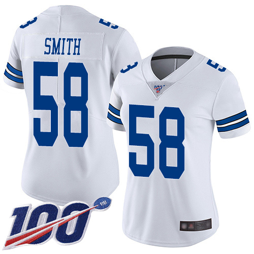 Nike Cowboys #58 Aldon Smith White Women's Stitched NFL 100th Season Vapor Untouchable Limited Jersey