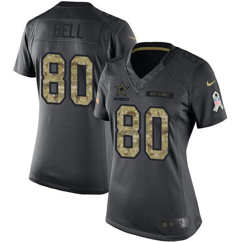 Nike Cowboys #80 Blake Bell Black Women's Stitched NFL Limited 2016 Salute to Service Jersey