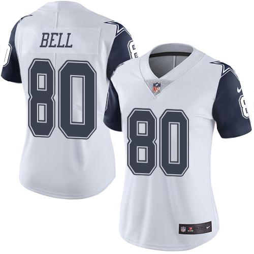 Nike Cowboys #80 Blake Bell White Women's Stitched NFL Limited Rush Jersey