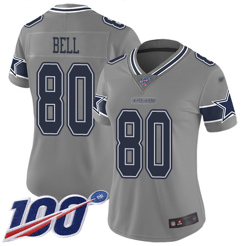 Nike Cowboys #80 Blake Bell Gray Women's Stitched NFL Limited Inverted Legend 100th Season Jersey
