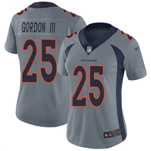 Nike Broncos #25 Melvin Gordon III Gray Women's Stitched NFL Limited Inverted Legend Jersey