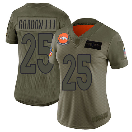 Nike Broncos #25 Melvin Gordon III Camo Women's Stitched NFL Limited 2019 Salute To Service Jersey