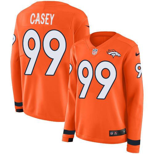 Nike Broncos #99 Jurrell Casey Orange Team Color Women's Stitched NFL Limited Therma Long Sleeve Jersey