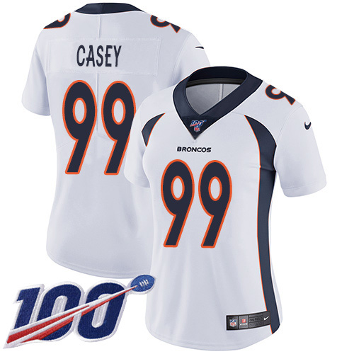 Nike Broncos #99 Jurrell Casey White Women's Stitched NFL 100th Season Vapor Untouchable Limited Jersey