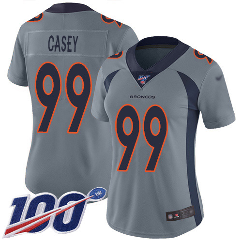 Nike Broncos #99 Jurrell Casey Gray Women's Stitched NFL Limited Inverted Legend 100th Season Jersey