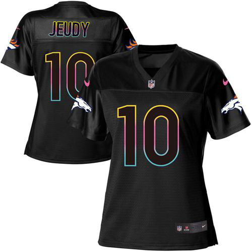 Nike Broncos #10 Jerry Jeudy Black Women's NFL Fashion Game Jersey