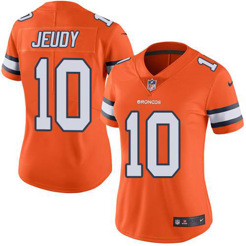 Nike Broncos #10 Jerry Jeudy Orange Women's Stitched NFL Limited Rush Jersey