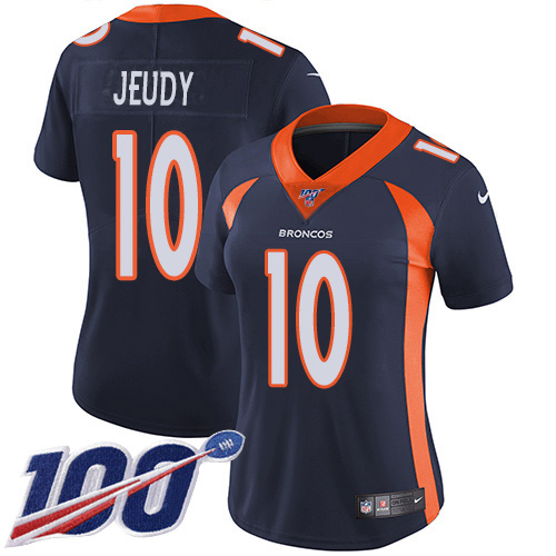 Nike Broncos #10 Jerry Jeudy Navy Blue Alternate Women's Stitched NFL 100th Season Vapor Untouchable Limited Jersey