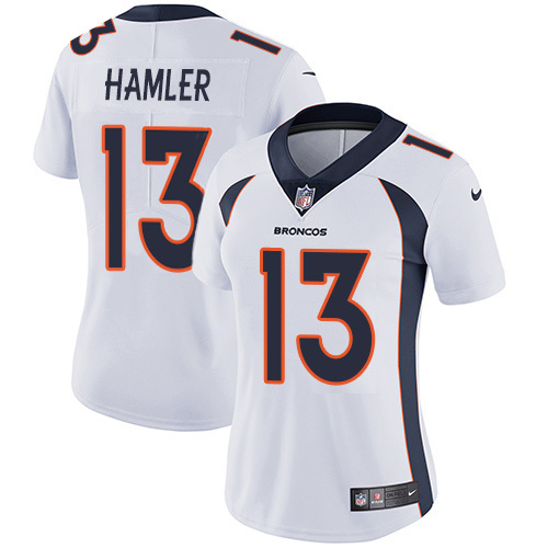 Nike Broncos #13 KJ Hamler White Women's Stitched NFL Vapor Untouchable Limited Jersey