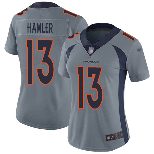 Nike Broncos #13 KJ Hamler Gray Women's Stitched NFL Limited Inverted Legend Jersey