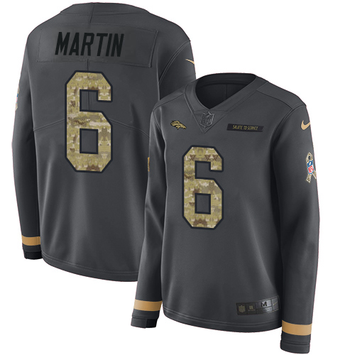 Nike Broncos #6 Sam Martin Anthracite Salute to Service Women's Stitched NFL Limited Therma Long Sleeve Jersey