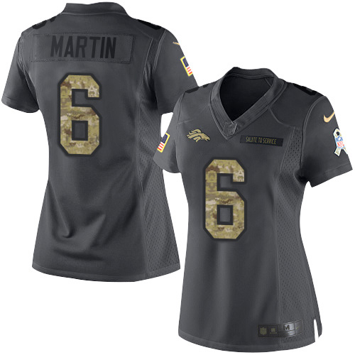 Nike Broncos #6 Sam Martin Black Women's Stitched NFL Limited 2016 Salute to Service Jersey