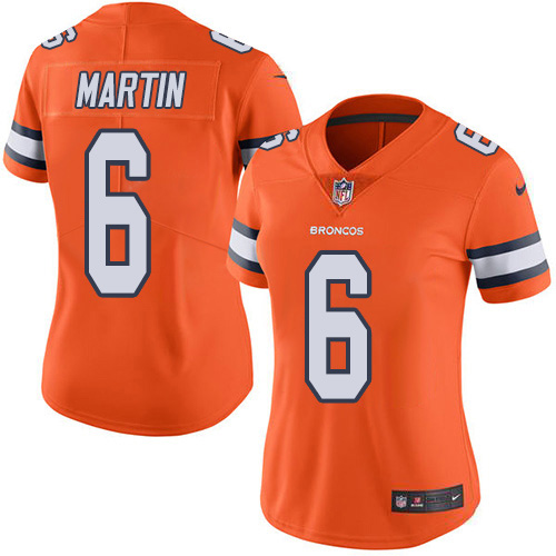 Nike Broncos #6 Sam Martin Orange Women's Stitched NFL Limited Rush Jersey