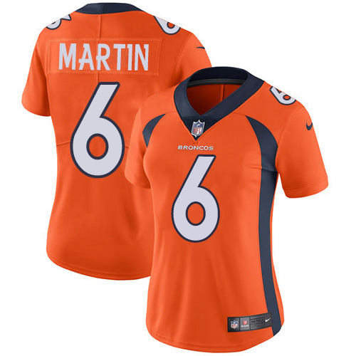Nike Broncos #6 Sam Martin Orange Team Color Women's Stitched NFL Vapor Untouchable Limited Jersey