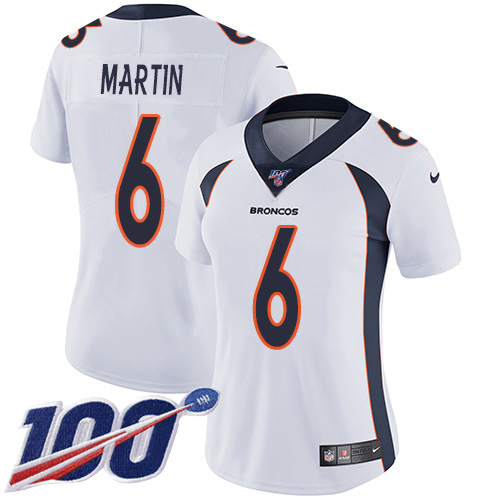 Nike Broncos #6 Sam Martin White Women's Stitched NFL 100th Season Vapor Untouchable Limited Jersey
