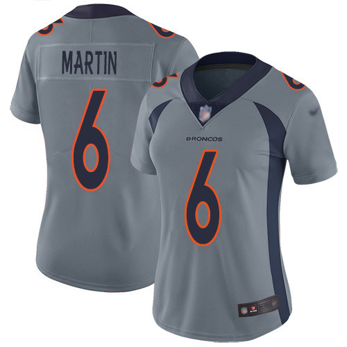 Nike Broncos #6 Sam Martin Gray Women's Stitched NFL Limited Inverted Legend Jersey